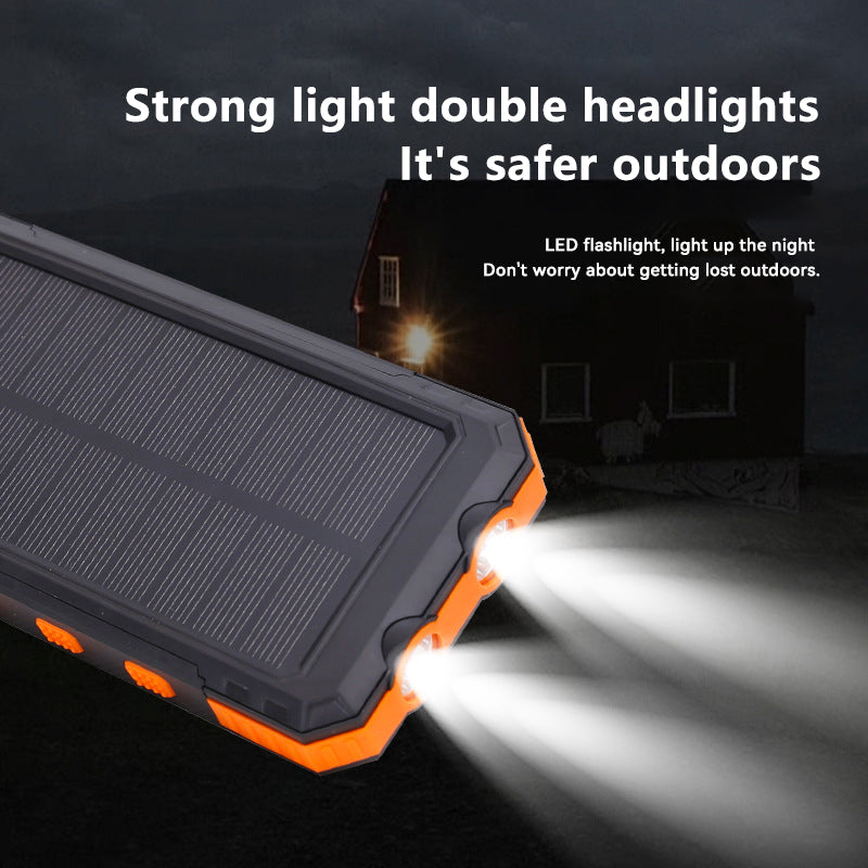 Batterie externe solaire ultra mince avec boussole et lampe LED