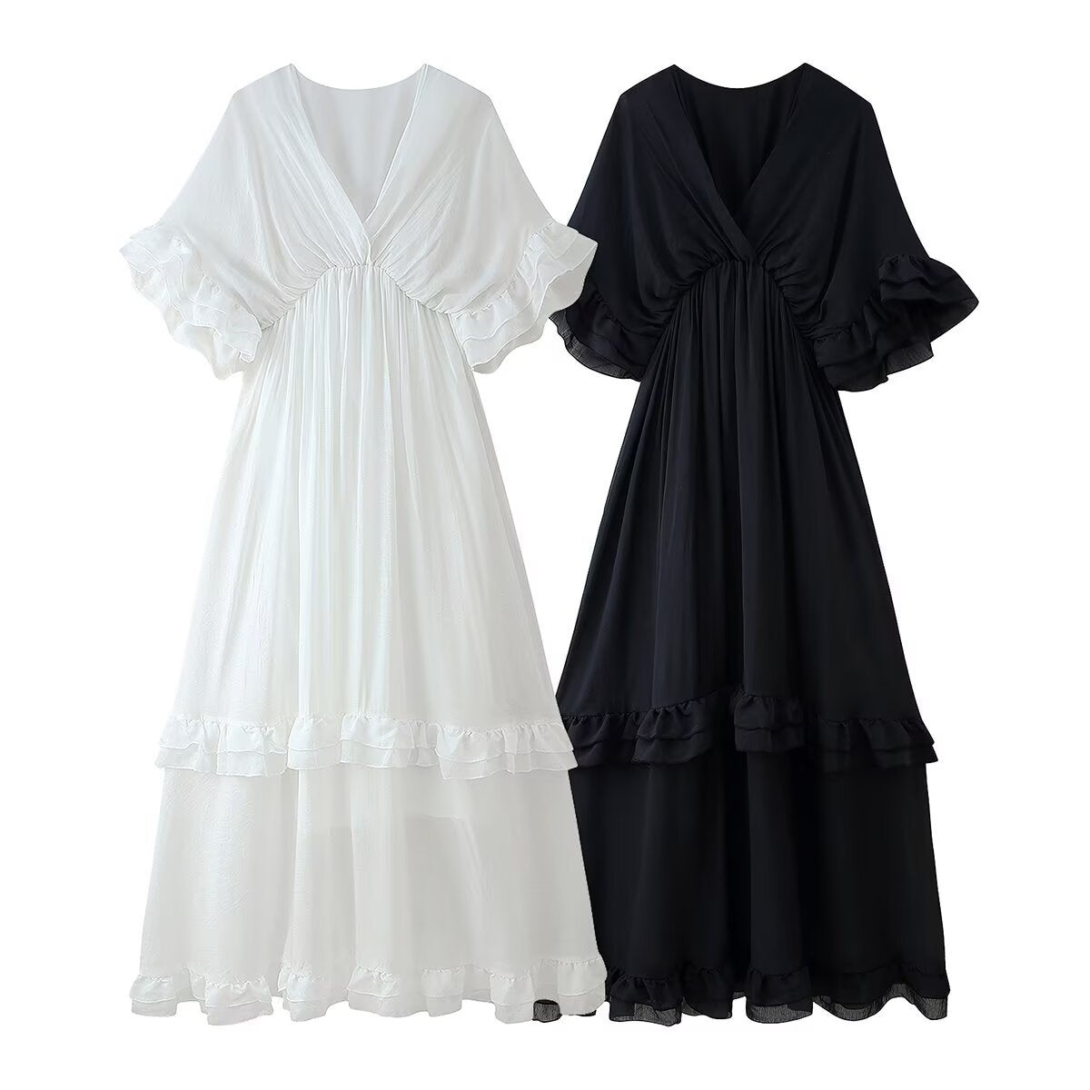 Robe longue à volants