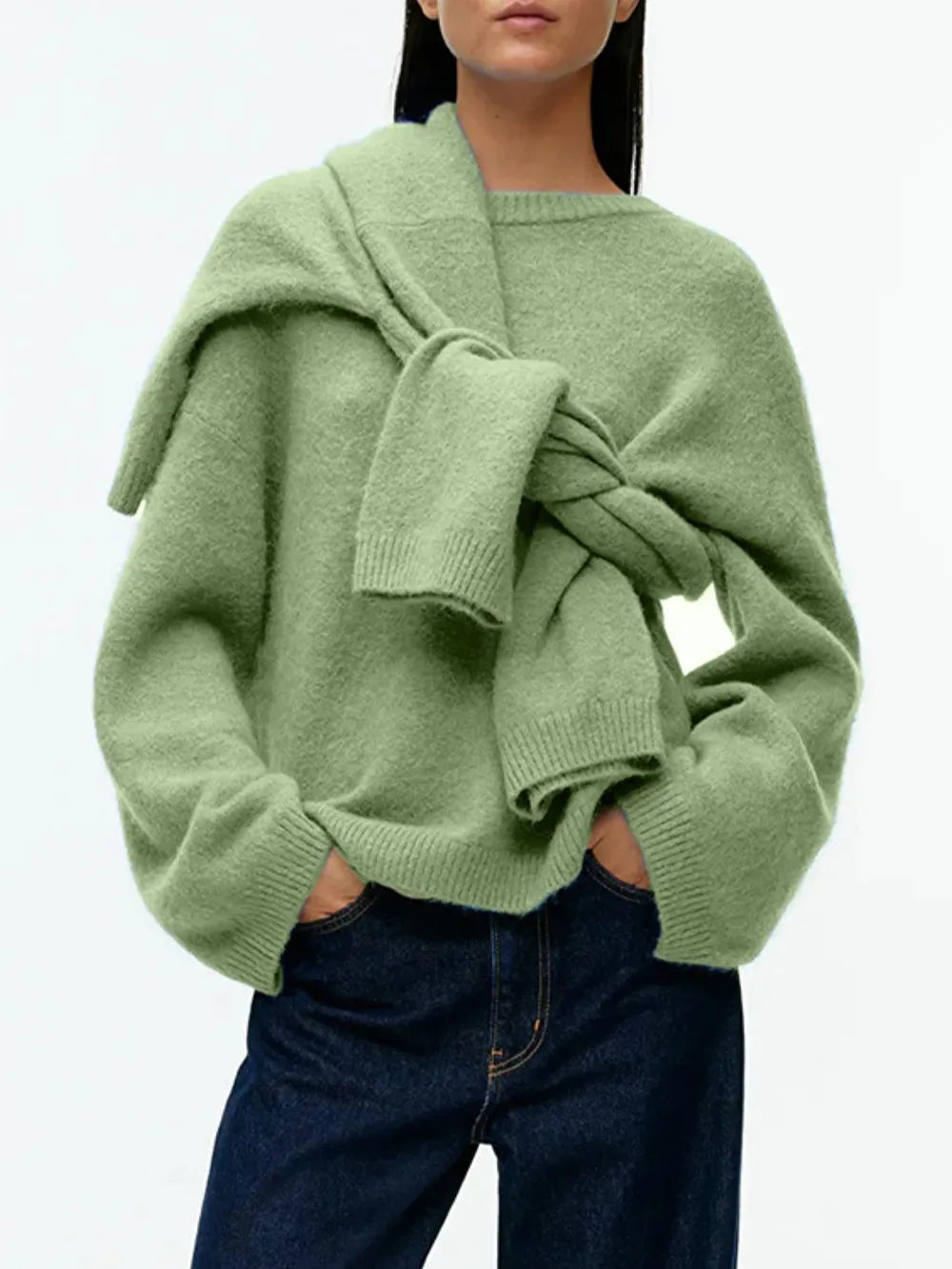 Pull col rond en coton cachemire