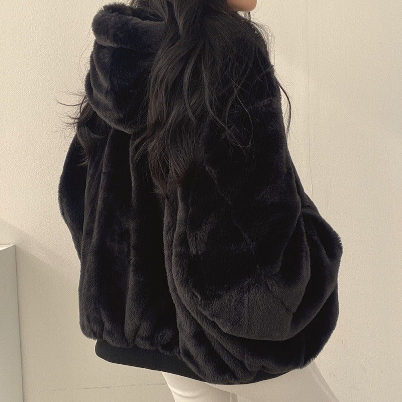 Manteau réversible épais à capuche