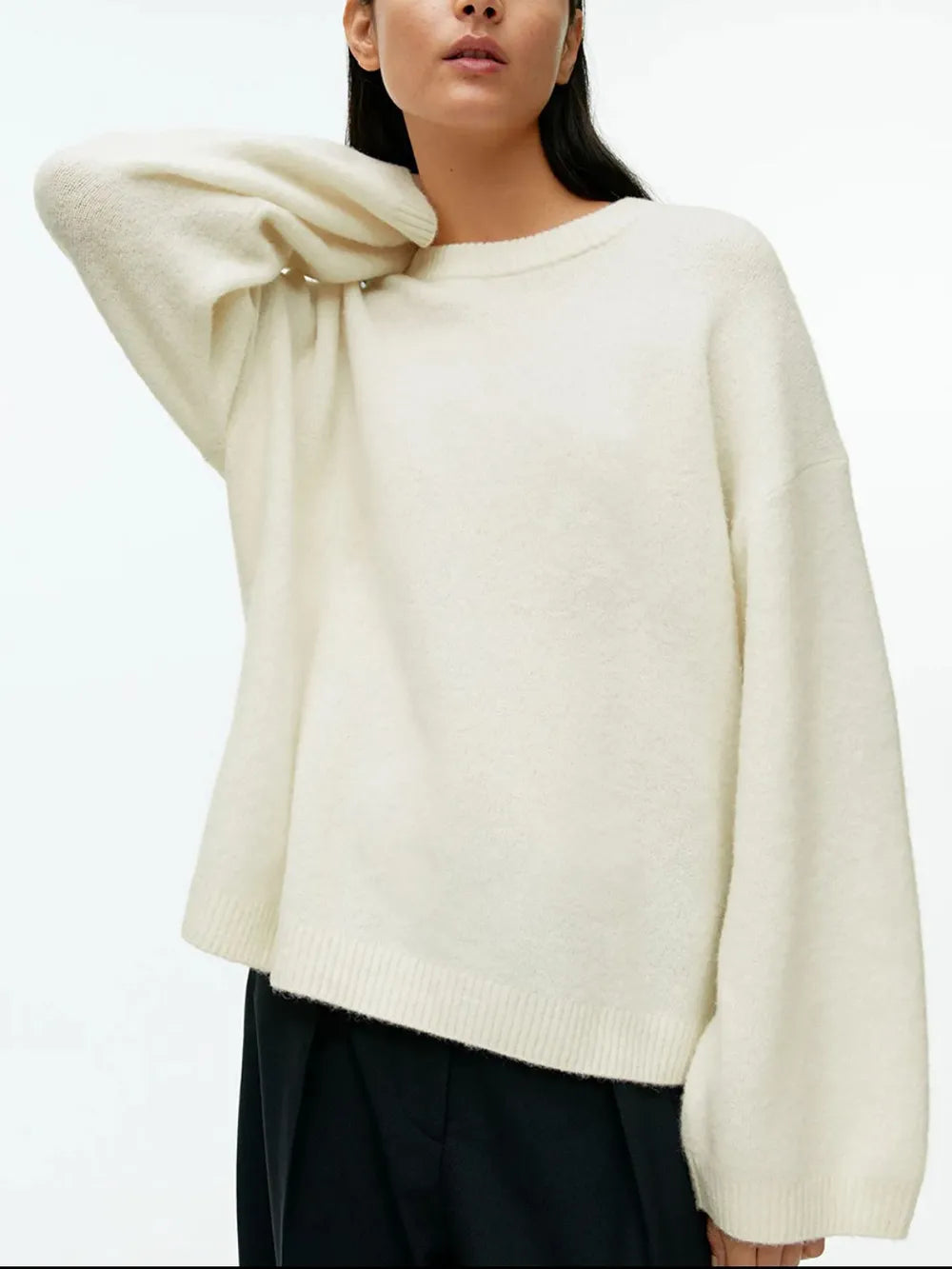Pull col rond en coton cachemire