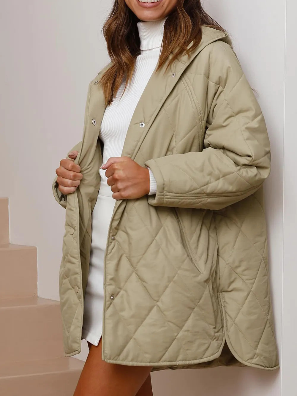 Veste longue fendue à capuche