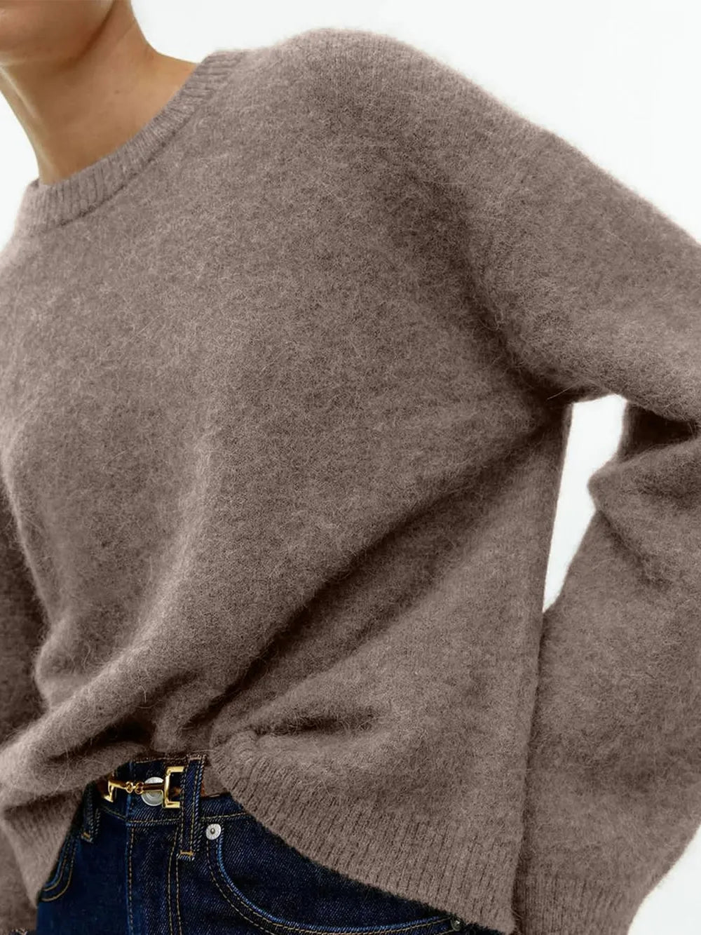 Pull col rond en coton cachemire