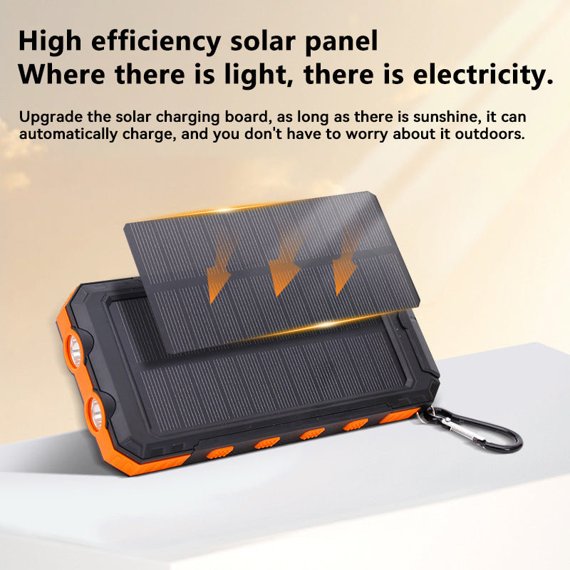 Batterie externe solaire ultra mince avec boussole et lampe LED