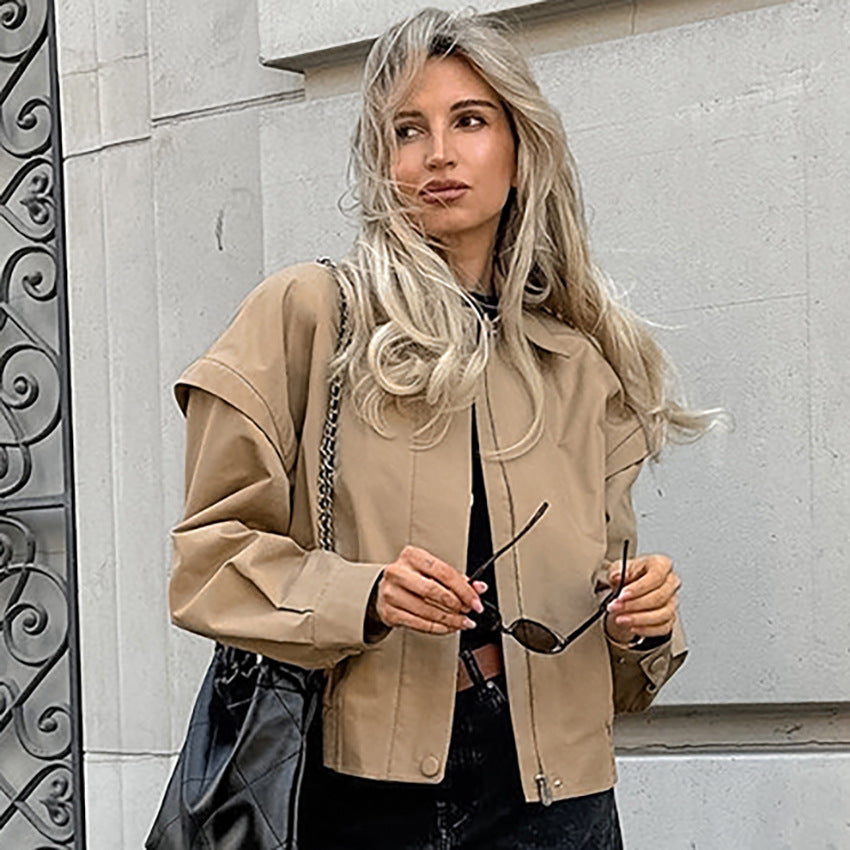 Veste zippée kaki