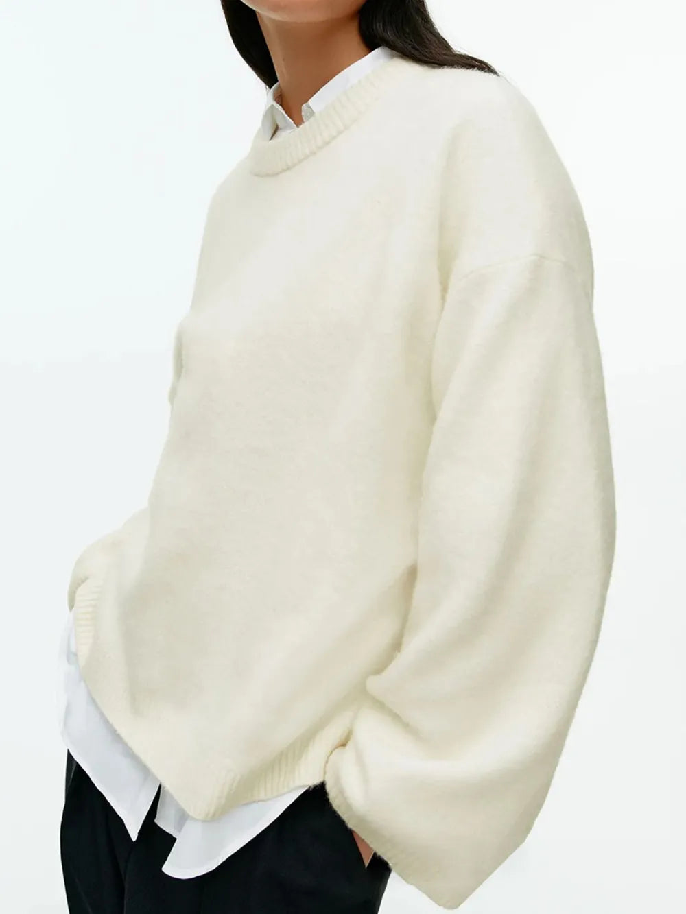 Pull col rond en coton cachemire