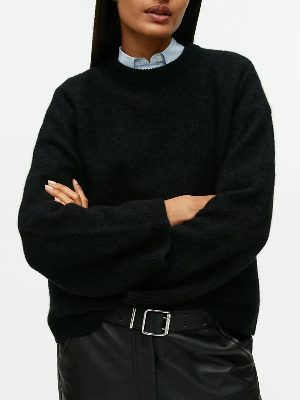Pull col rond en coton cachemire