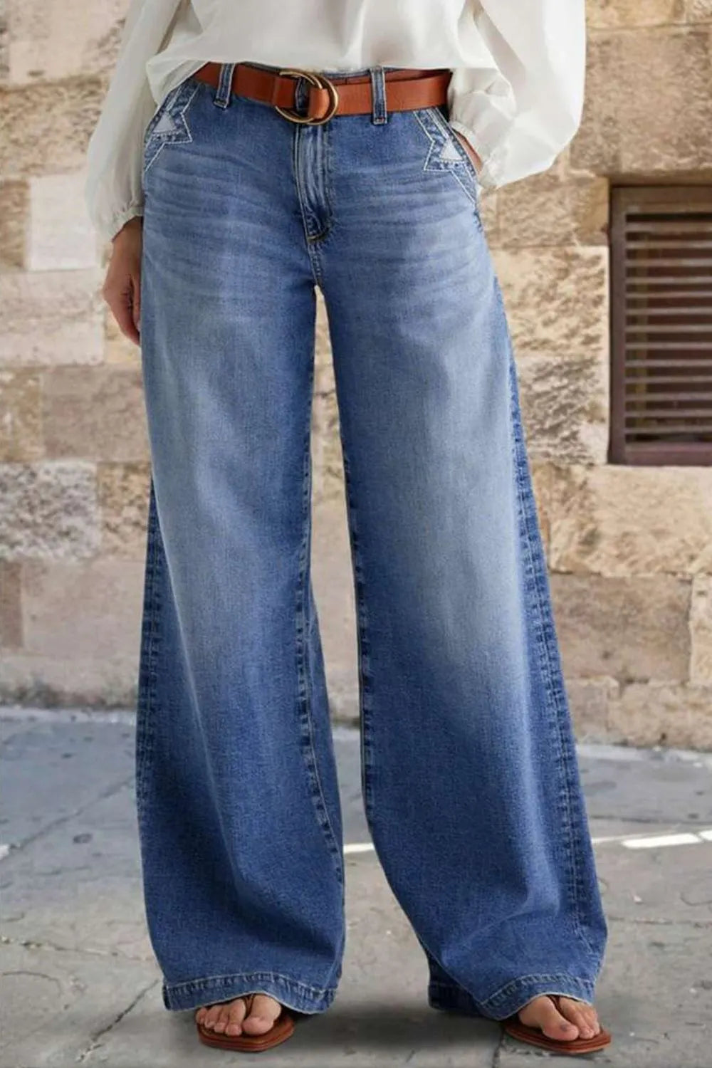 Jean droit large avec poches