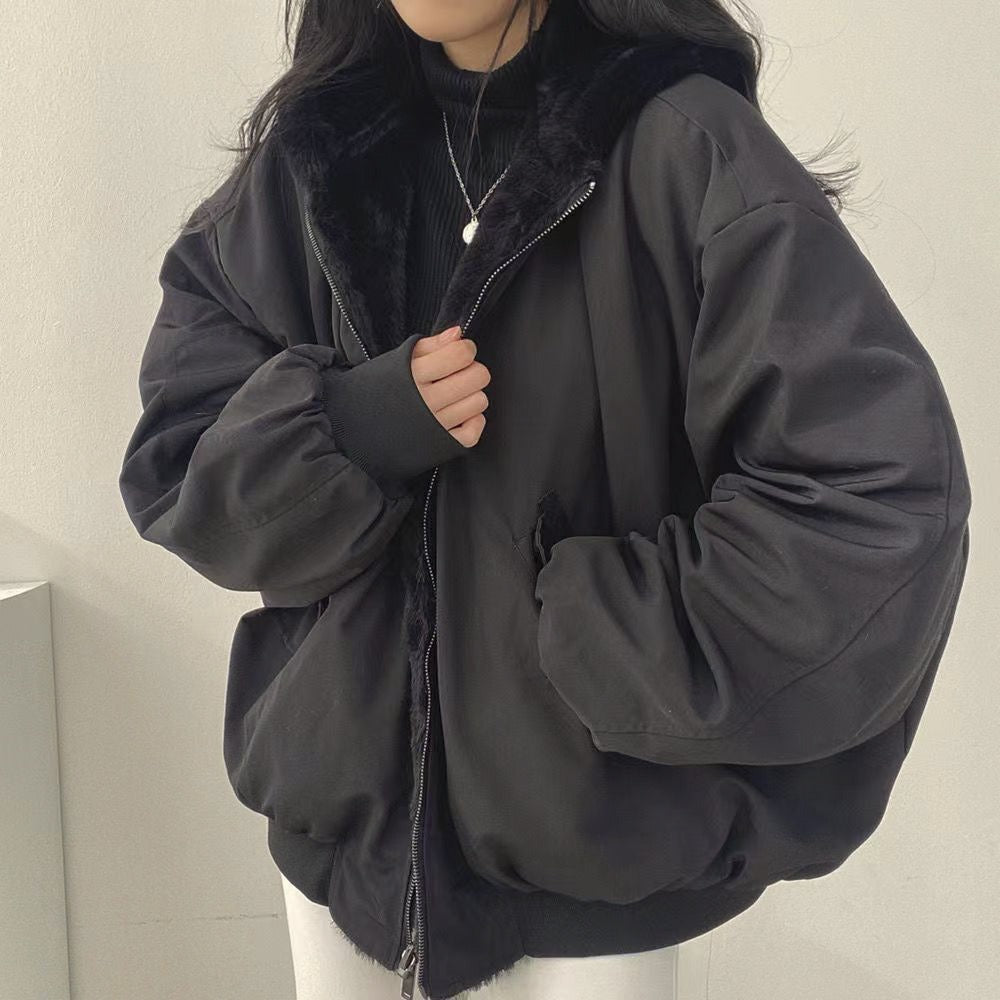 Manteau réversible épais à capuche