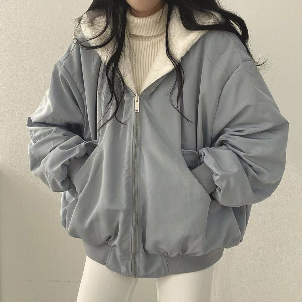 Manteau réversible épais à capuche