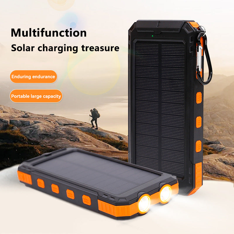 Batterie externe solaire ultra mince avec boussole et lampe LED