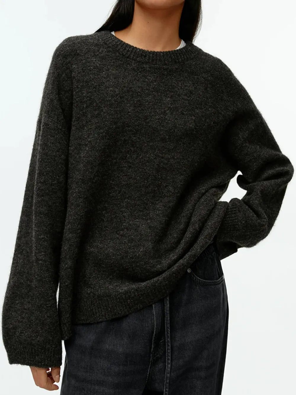Pull col rond en coton cachemire