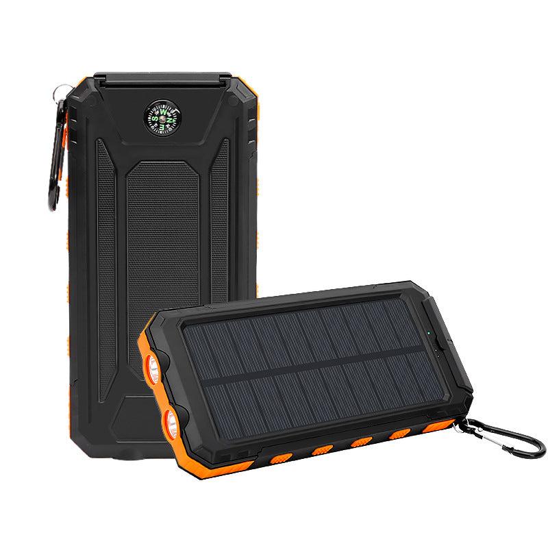 Batterie externe solaire ultra mince avec boussole et lampe LED