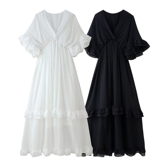 Robe longue à volants