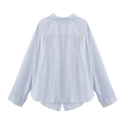 Ensemble rayé chemise popeline ample et short