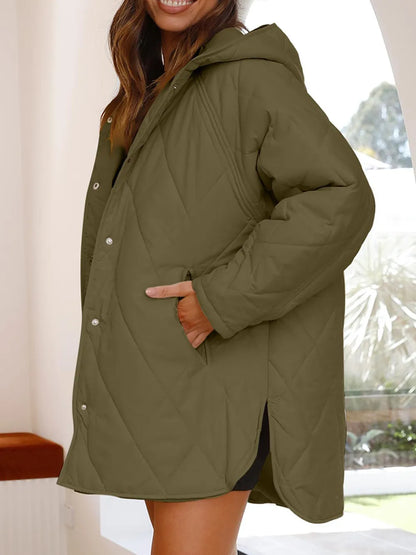 Veste longue fendue à capuche