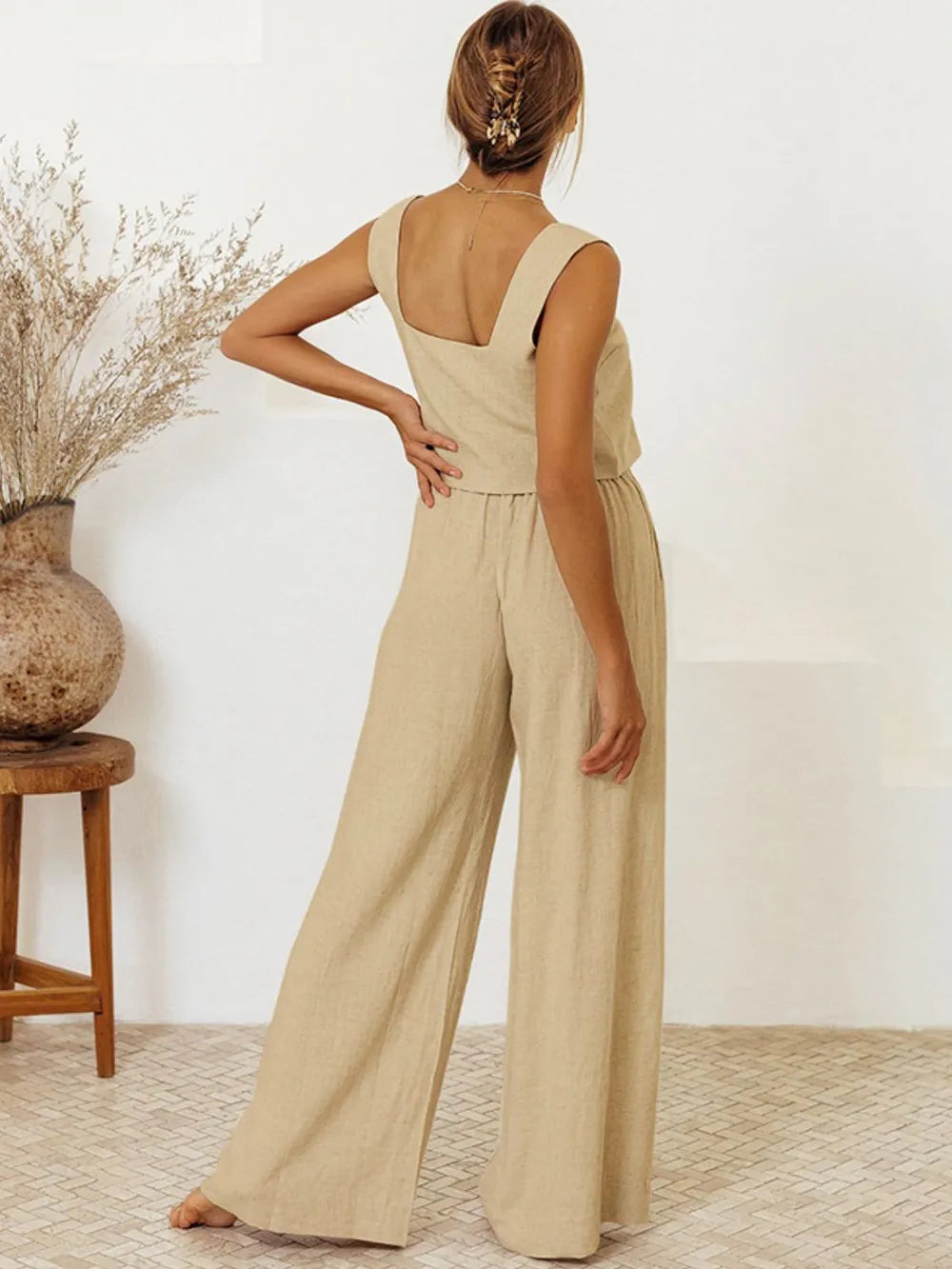 Ensemble pantalon et top col carré