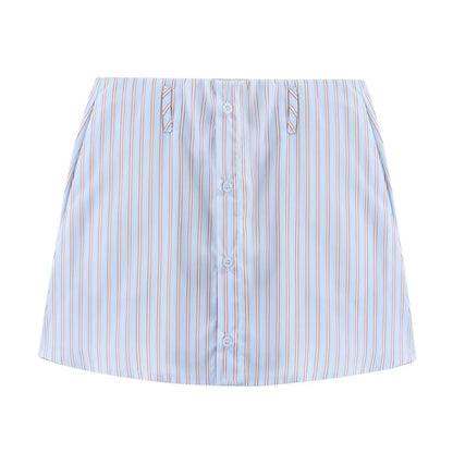 Ensemble rayé chemise popeline ample et short