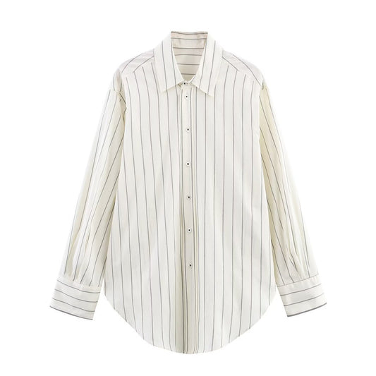 Ensemble rayé chemise et pantalon fluide