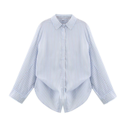 Ensemble rayé chemise popeline ample et short