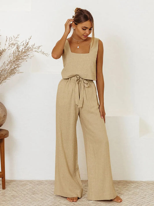 Ensemble pantalon et top col carré
