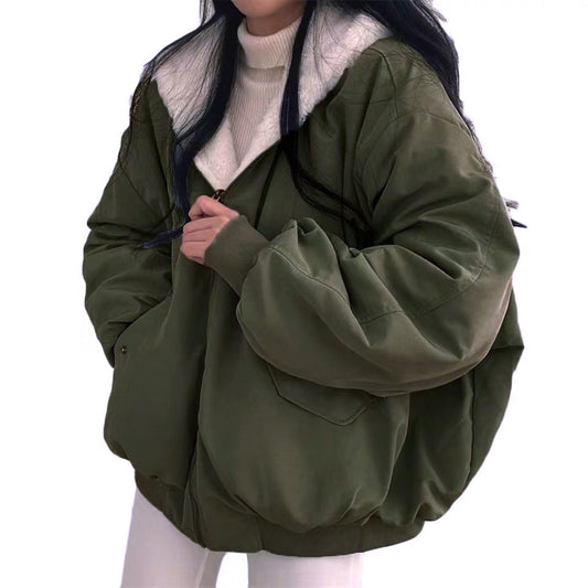 Manteau réversible épais à capuche