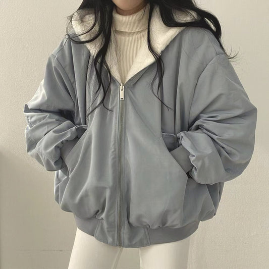 Manteau réversible épais à capuche