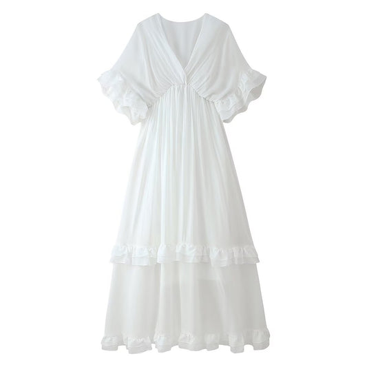 Robe longue à volants